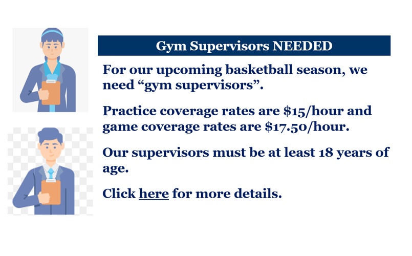 Gym Supervisors needed